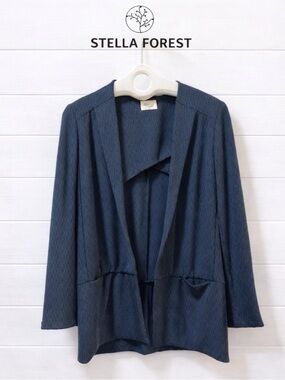 STELLA FOREST – Navy Textured Open Jacket (Size 40)